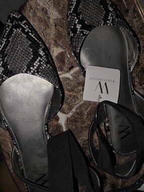 Worthington Women’s Snake-Print Pointed Toe Flats in Black and Gray